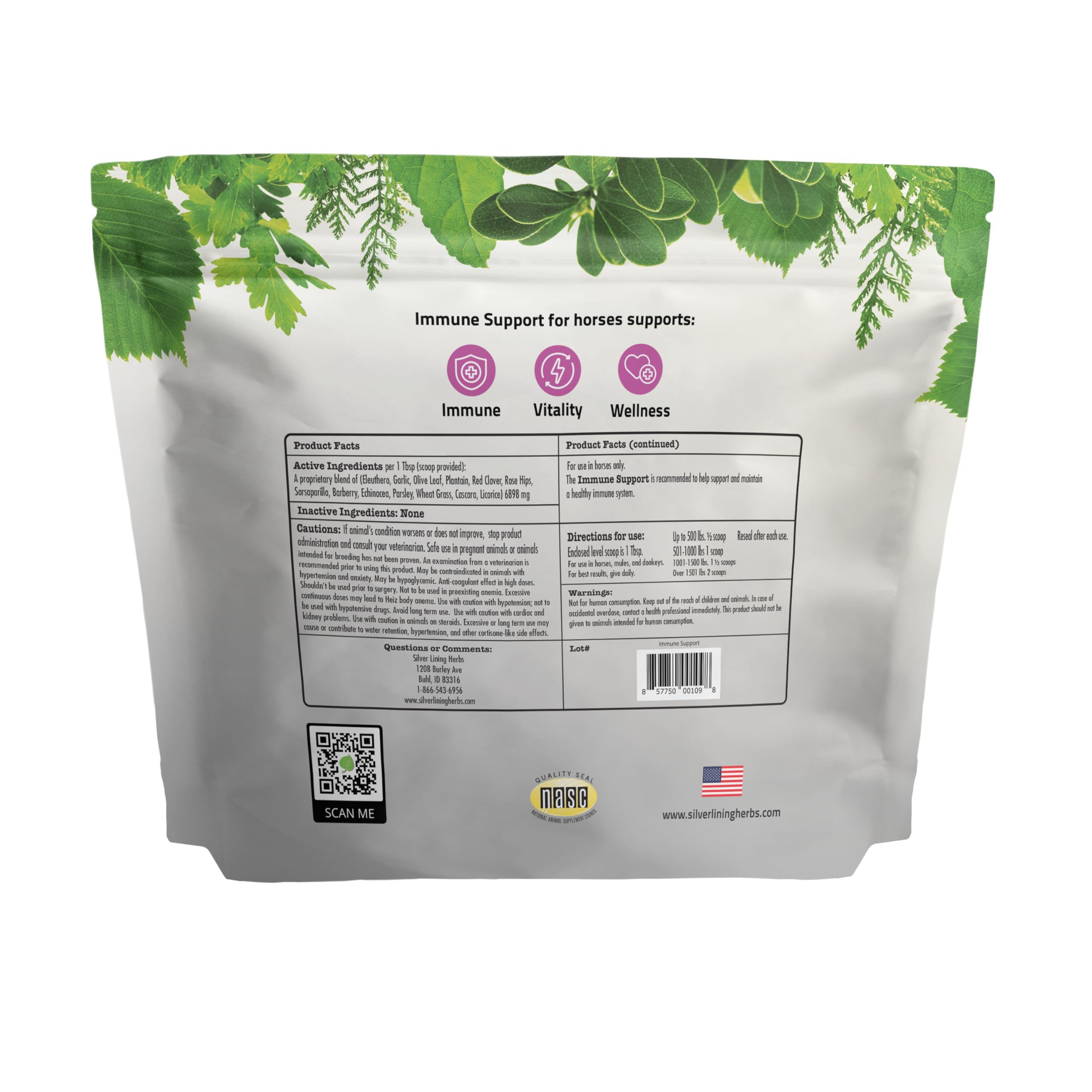 Silver Lining Herbs Equine Immune Support - Natural Herbal Aid to Boost Horse Immune System, Stamina, & Endurance - Health Suppo